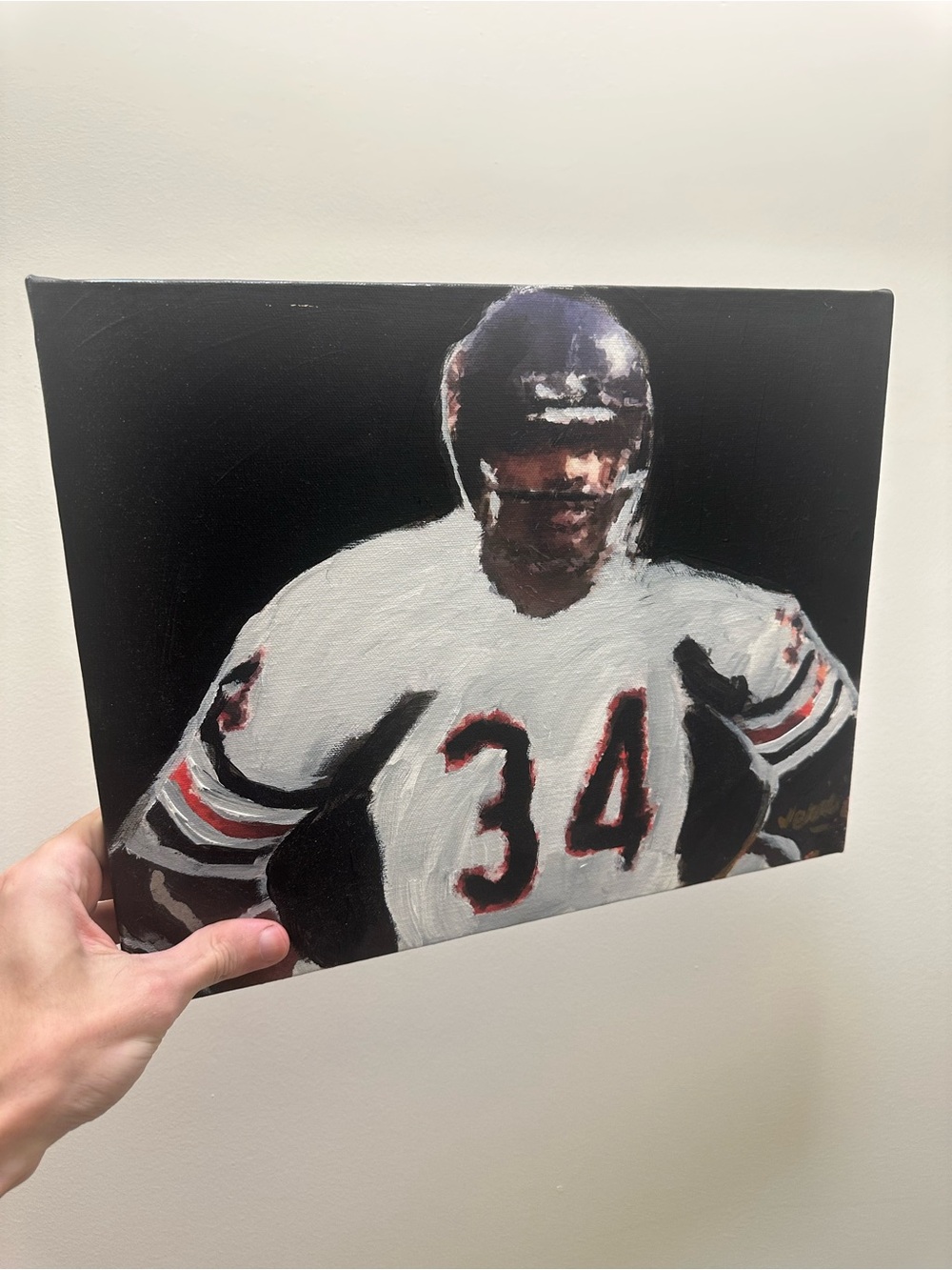 Walter Payton 11x14 painting Chicago Hand-Painted Football Player Canvas Art